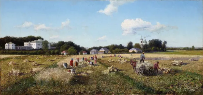 Framed Print : Harvest, 1884. Creator: Kiselev, Alexander Alexeyevich (1855-after 1918) Framed Print : Harvest, 1884. Creator: Kiselev, Alexander Alexeyevich (1855-after 1918)