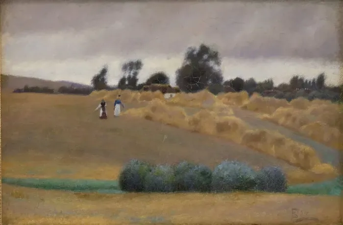 Framed Print : Harvest, 1887. Creator: Fritz Syberg Framed Print : Harvest, 1887. Creator: Fritz Syberg