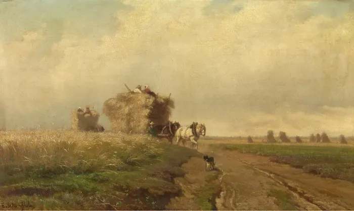 Framed Print : Harvest, mid-late 19th century. Creator: Edmond de Schampheleer Framed Print : Harvest, mid-late 19th century. Creator: Edmond de Schampheleer