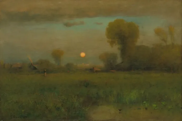 Framed Print : Harvest Moon, 1891. Creator: George Inness Framed Print : Harvest Moon, 1891. Creator: George Inness