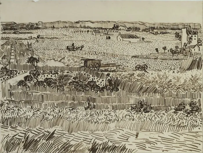 Framed Print : The Harvest in Provence (for Emile Bernard), 1888. Artist: Gogh, Vincent, van (1853-1890) Framed Print : The Harvest in Provence (for Emile Bernard), 1888. Artist: Gogh, Vincent, van (1853-1890)