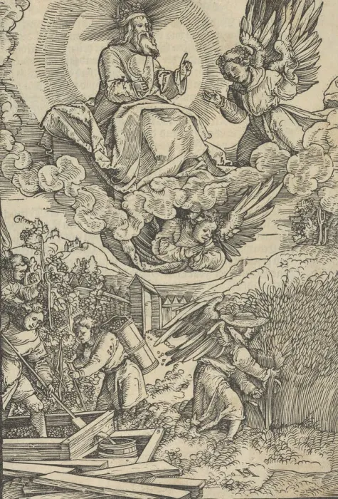 Framed Print : The Harvest and the Wine-Press of Blood. Creator: Hans Schaufelein the Elder Framed Print : The Harvest and the Wine-Press of Blood. Creator: Hans Schaufelein the Elder
