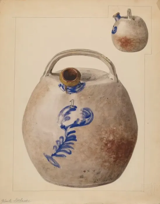 Framed Print : Harvester Jug, c. 1937. Creator: Yolande Delasser Framed Print : Harvester Jug, c. 1937. Creator: Yolande Delasser