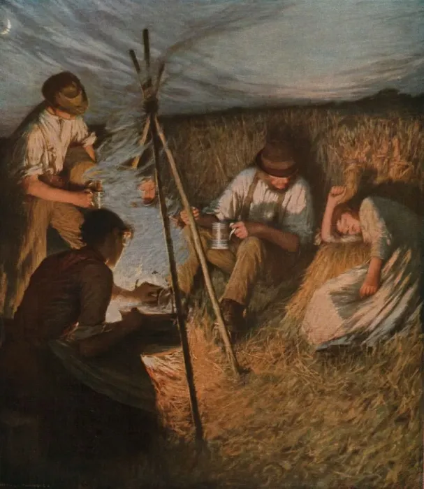 Framed Print : The Harvesters Supper, 1898, (c1930). Creator: Henry Herbert la Thangue Framed Print : The Harvesters Supper, 1898, (c1930). Creator: Henry Herbert la Thangue