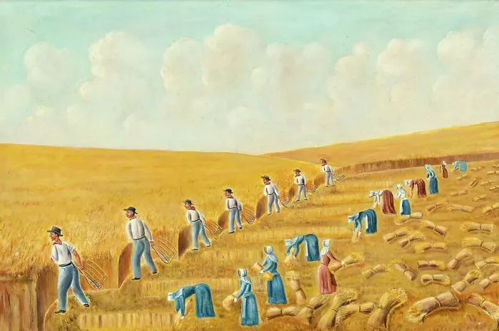 Framed Print : Harvesting with Grain Cradles, c. 1939. Creator: Stanley Mazur Framed Print : Harvesting with Grain Cradles, c. 1939. Creator: Stanley Mazur