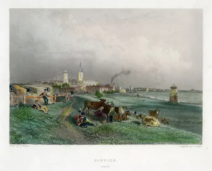 Framed Print : Harwich, Essex, 19th century. Artist: E Finden Framed Print : Harwich, Essex, 19th century. Artist: E Finden