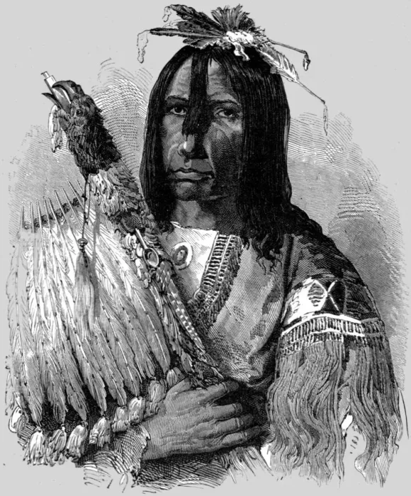 Framed Print : Hashquaht Chief, in War Dress; In pawn in an Indian village, 1875. Creator: Unknown Framed Print : Hashquaht Chief, in War Dress; In pawn in an Indian village, 1875. Creator: Unknown