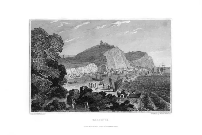 Framed Print : Hastings, East Sussex, 1829. Artist: Fenner, Sears & Co Framed Print : Hastings, East Sussex, 1829. Artist: Fenner, Sears & Co