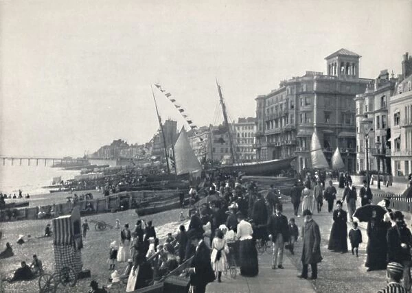 Hastings - The Front, Showing Pier, 1895