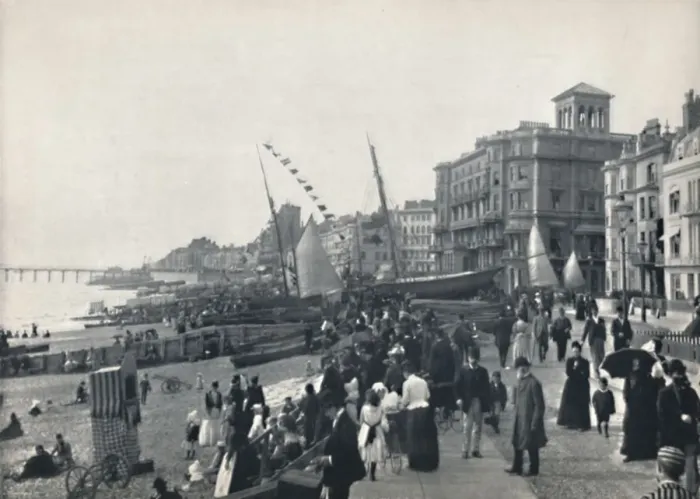 Framed Print : Hastings - The Front, Showing Pier, 1895 Framed Print : Hastings - The Front, Showing Pier, 1895