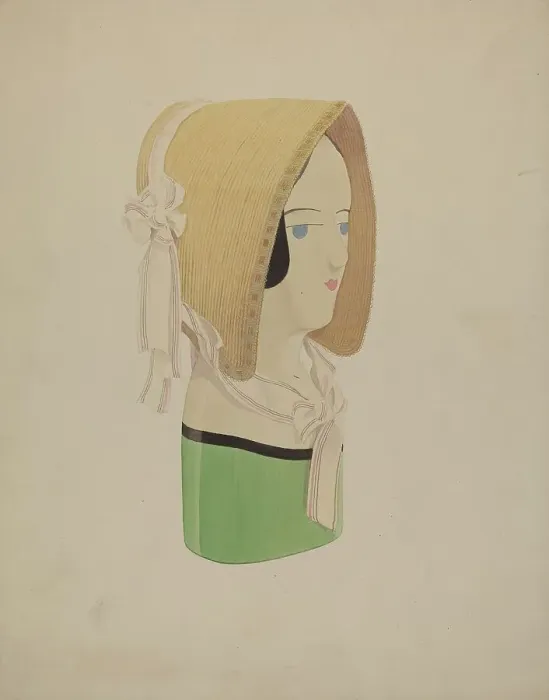 Framed Print : Hat Mannequin and Bonnet, c. 1937. Creator: Howard Weld