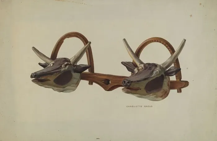 Framed Print : Hat Rack (Shaped Like Ox Yoke), c. 1939. Creator: Charlotte Angus Framed Print : Hat Rack (Shaped Like Ox Yoke), c. 1939. Creator: Charlotte Angus