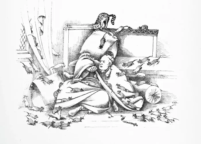 Framed Print : Hatto II is devoured by mice, 1861. Creator: Violetta Harriot Darwin Framed Print : Hatto II is devoured by mice, 1861. Creator: Violetta Harriot Darwin