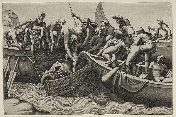 The Haul of Monstrous Fish, mid-1500s. Creator: Adamo Scultori (Italian, c. 1530-1585)
