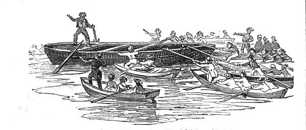 Hauling off the coal barge, 1842. Creator: Unknown