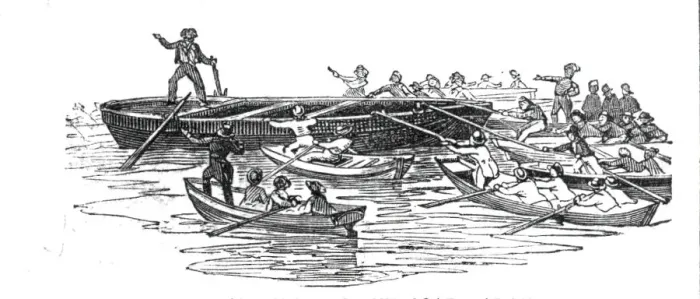 Framed Print : Hauling off the coal barge, 1842. Creator: Unknown Framed Print : Hauling off the coal barge, 1842. Creator: Unknown