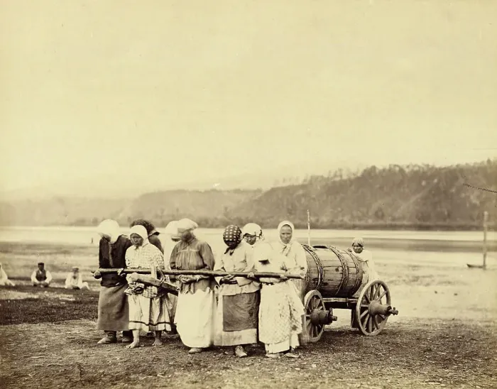 Framed Print : Hauling Water to the Prison Camp and Gardens, 1891. Creator: Aleksei Kuznetsov Framed Print : Hauling Water to the Prison Camp and Gardens, 1891. Creator: Aleksei Kuznetsov