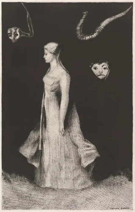 Framed Print : Haunting, 1893-94. Creator: Odilon Redon Framed Print : Haunting, 1893-94. Creator: Odilon Redon