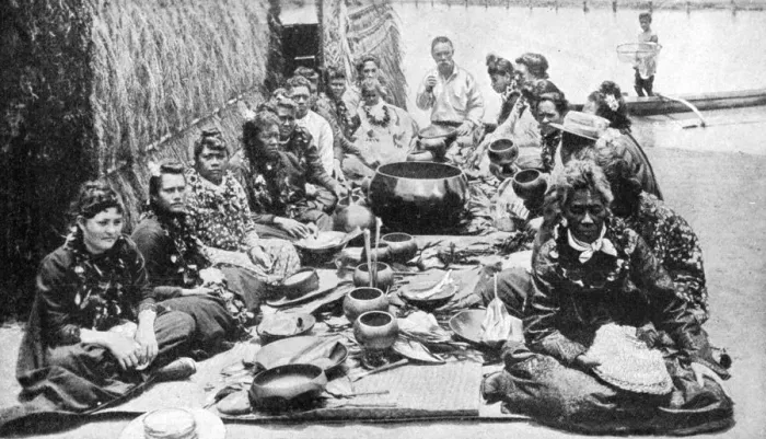 Framed Print : Hawaiians at a banquet, Hawaii, 1922. Artist: RM Clutterbuck Framed Print : Hawaiians at a banquet, Hawaii, 1922. Artist: RM Clutterbuck