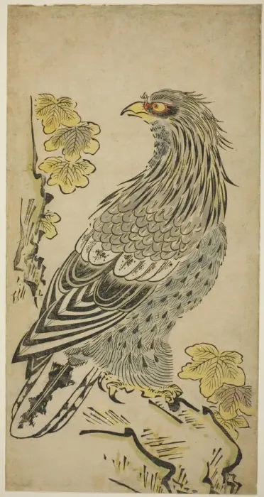 Framed Print : A Hawk on a Cliff near a Kiri Tree, c. 1716. Creator: Torii Kiyomasu I Framed Print : A Hawk on a Cliff near a Kiri Tree, c. 1716. Creator: Torii Kiyomasu I