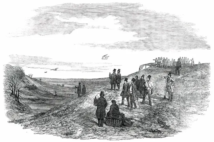 Framed Print : Hawking on the Downs, near Wallingford, 1850. Creator: Unknown Framed Print : Hawking on the Downs, near Wallingford, 1850. Creator: Unknown