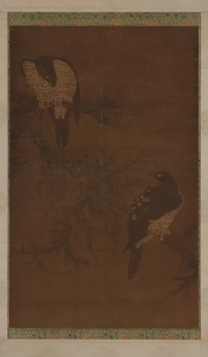 Framed Print : Two Hawks on a Withered Bough, Ming dynasty, 16th century. Creator: Unknown