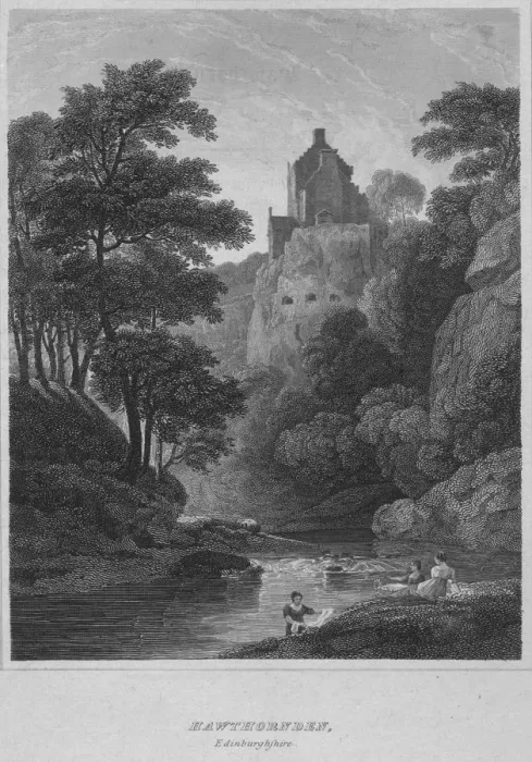 Framed Print : Hawthornden, Edinburghshire, 1814. Artist: John Greig Framed Print : Hawthornden, Edinburghshire, 1814. Artist: John Greig