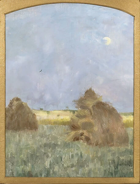 Hay-Cocks by Moonlight, 1885. Creator: Julia Beck