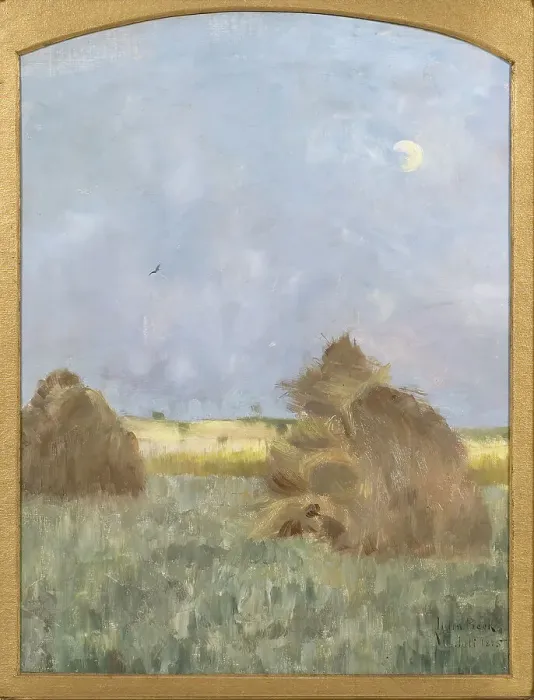 Framed Print : Hay-Cocks by Moonlight, 1885. Creator: Julia Beck Framed Print : Hay-Cocks by Moonlight, 1885. Creator: Julia Beck