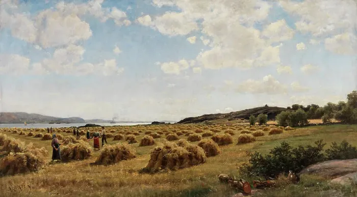 Framed Print : Hay Harvest (Landscape from Western Sweden), 1878. Creator: Berndt Lindholm Framed Print : Hay Harvest (Landscape from Western Sweden), 1878. Creator: Berndt Lindholm