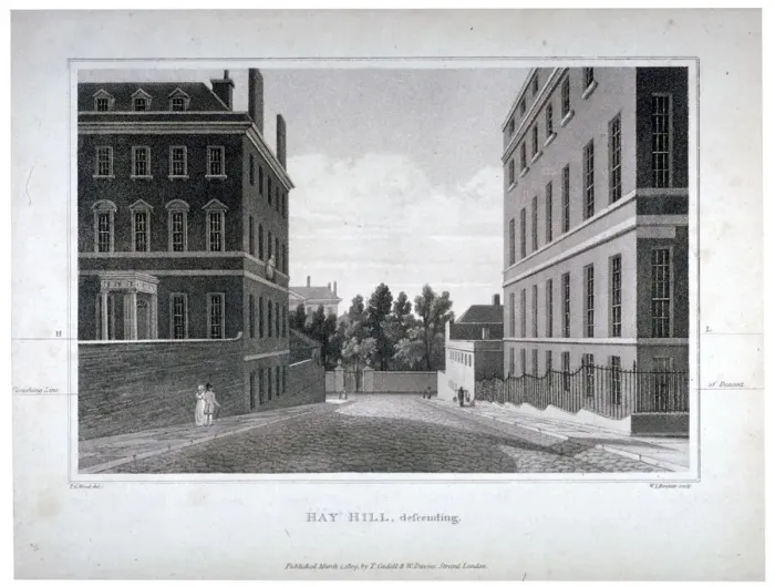 Framed Print : Hay Hill, Westminster, London, 1809. Artist Framed Print : Hay Hill, Westminster, London, 1809. Artist