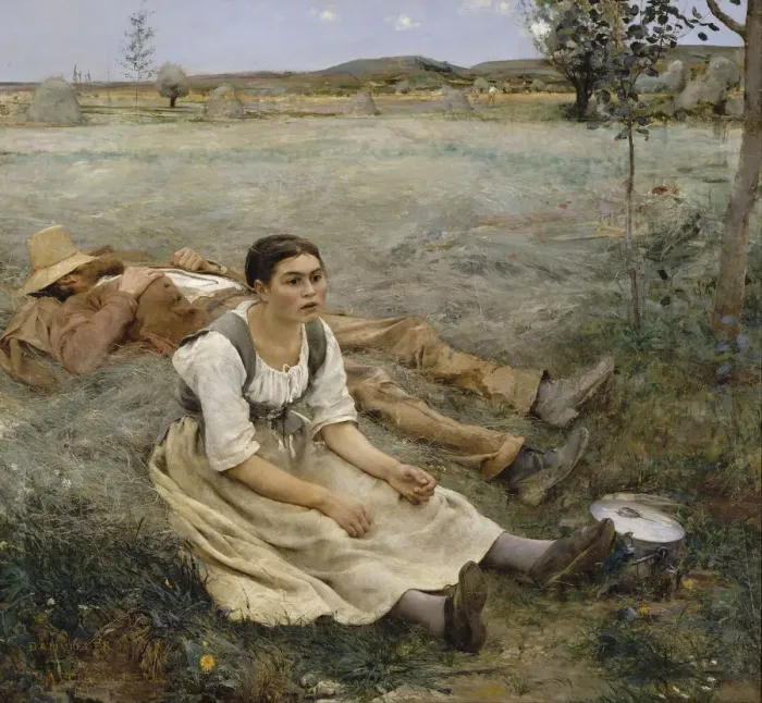 Framed Print : Hay making, 1877. Artist: Bastien-Lepage, Jules (1848-1884) Framed Print : Hay making, 1877. Artist: Bastien-Lepage, Jules (1848-1884)