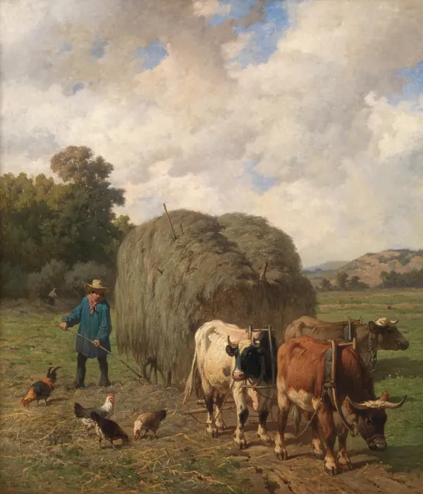 Framed Print : Haycart, c1830-1880. Creator: Louis Robbe Framed Print : Haycart, c1830-1880. Creator: Louis Robbe