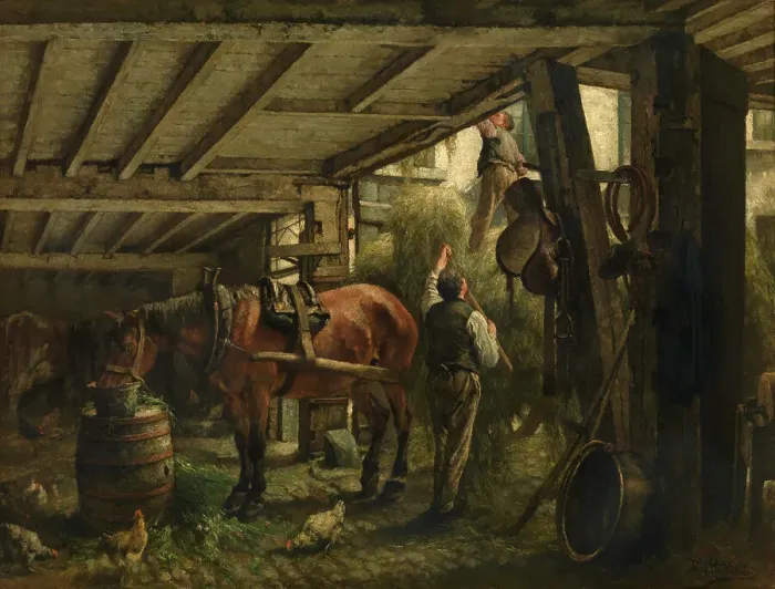 Framed Print : Haycart, c1860-1900. Creator: Jan Stobbaerts Framed Print : Haycart, c1860-1900. Creator: Jan Stobbaerts