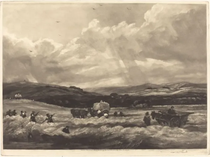 Framed Print : Hayfield in Yorkshire, 1904. Creator: Frank Short Framed Print : Hayfield in Yorkshire, 1904. Creator: Frank Short