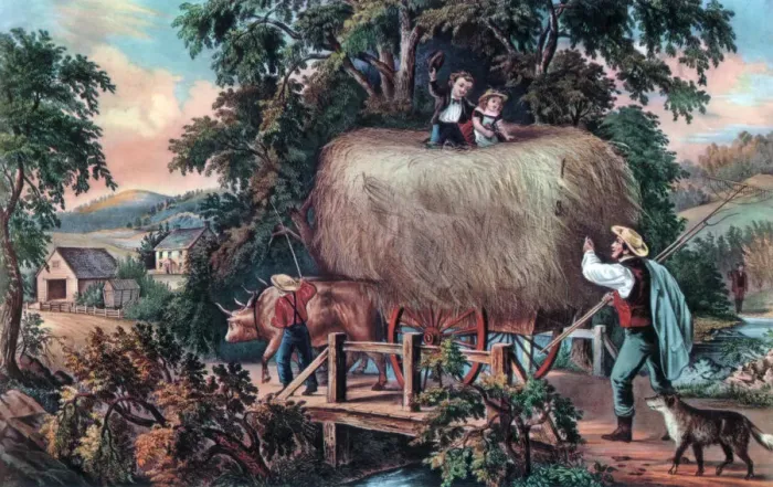 Framed Print : Haying Time, The Last Load, 1868. Artist: Currier and Ives Framed Print : Haying Time, The Last Load, 1868. Artist: Currier and Ives