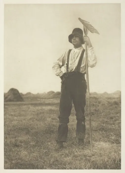 Framed Print : Haymaker with Rake (Norfolk), c. 1883 / 87, printed 1888. Creator: Peter Henry Emerson Framed Print : Haymaker with Rake (Norfolk), c. 1883 / 87, printed 1888. Creator: Peter Henry Emerson