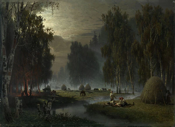 Haymakers. Evening Rest. Artist: Sukhodolsky, Pyotr Alexandrovich (1835-1903)