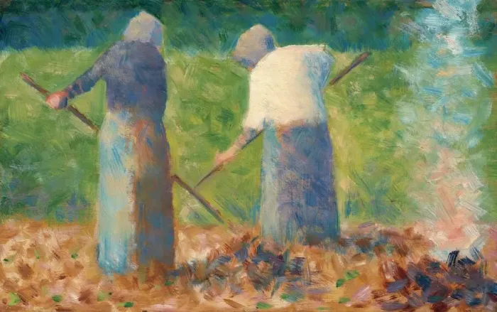 Framed Print : Haymakers at Montfermeil, c. 1882. Creator: Georges-Pierre Seurat Framed Print : Haymakers at Montfermeil, c. 1882. Creator: Georges-Pierre Seurat