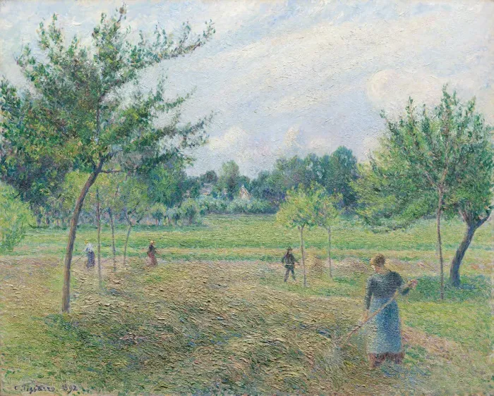 Framed Print : Haymaking at Eragny, 1892. Creator: Camille Pissarro Framed Print : Haymaking at Eragny, 1892. Creator: Camille Pissarro