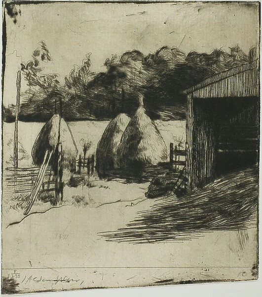 The Haystacks, 1887 / 89. Creator: Julian Alden Weir