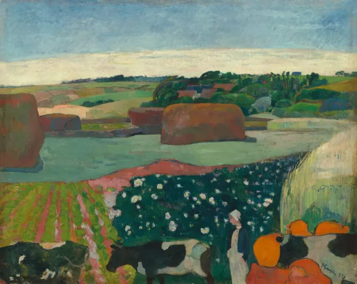 Framed Print : Haystacks in Brittany, 1890. Creator: Paul Gauguin Framed Print : Haystacks in Brittany, 1890. Creator: Paul Gauguin