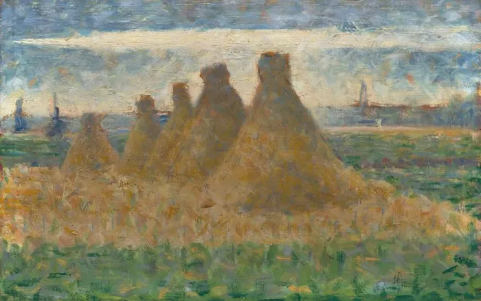 Framed Print : Haystacks, c. 1882. Creator: Georges-Pierre Seurat Framed Print : Haystacks, c. 1882. Creator: Georges-Pierre Seurat