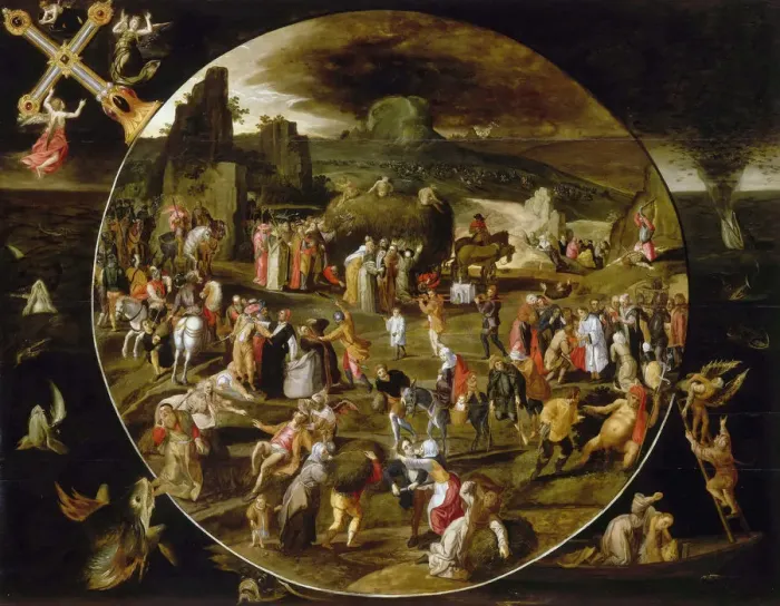 Framed Print : The Haywain, Allegory of the Vanity of the World. Artist: Mostaert, Gillis (1534-1598) Framed Print : The Haywain, Allegory of the Vanity of the World. Artist: Mostaert, Gillis (1534-1598)