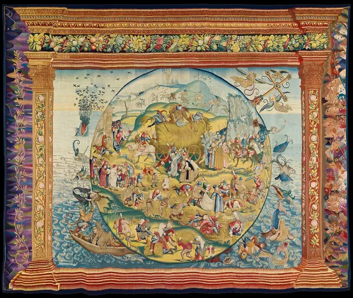 Framed Print : The Haywain or Tribulations of human life (Tapestry), ca 1550-1565. Creator: Brussels Manufactory (1515-1525) Framed Print : The Haywain or Tribulations of human life (Tapestry), ca 1550-1565. Creator: Brussels Manufactory (1515-1525)