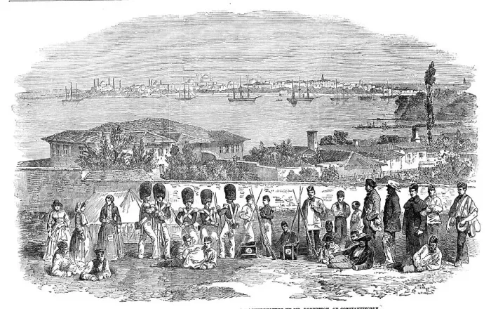 Framed Print : H.B.M. Foot Guards encamped at Scutari - from a daguerreotype by Mr. Robertson, of Constan... 1854. Creator: Unknown Framed Print : H.B.M. Foot Guards encamped at Scutari - from a daguerreotype by Mr. Robertson, of Constan... 1854. Creator: Unknown