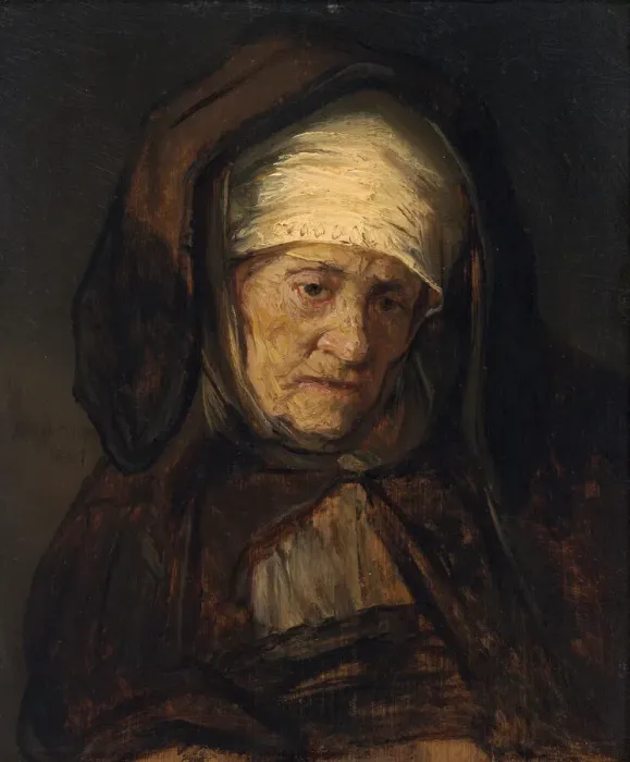 Framed Print : Head of an Aged Woman, 1655 / 1660. Creator: Rembrandt Workshop Framed Print : Head of an Aged Woman, 1655 / 1660. Creator: Rembrandt Workshop