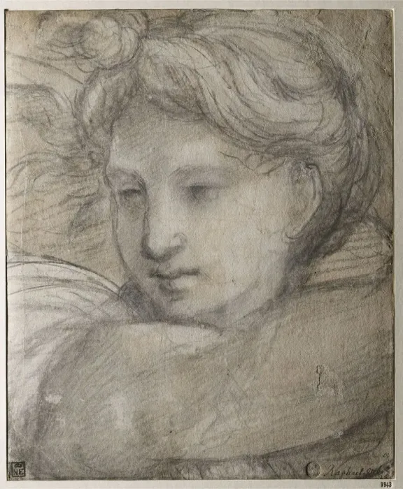 Framed Print : Head of an Angel, c. 1520. Artist: Raphael (1483-1520) Framed Print : Head of an Angel, c. 1520. Artist: Raphael (1483-1520)