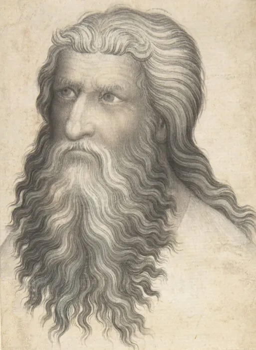 Framed Print : Head of a Bearded Man, 1360-80. Creator: Anon Framed Print : Head of a Bearded Man, 1360-80. Creator: Anon