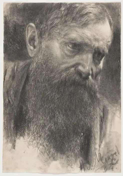 Framed Print : Head of a Bearded Man in Half-Profile, 1894. Creator: Adolph Menzel Framed Print : Head of a Bearded Man in Half-Profile, 1894. Creator: Adolph Menzel